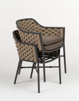 Кресло плетеное с подушками Torino антрацит, темно-серый